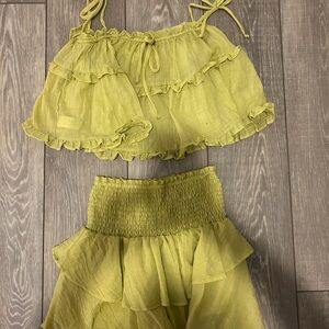 Elegant Olive Green Ruffled Dress